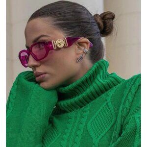 VERSACE Sunglasses VE4361 5334/5 Transparent Fuxia Pink Medusa Biggie Designer